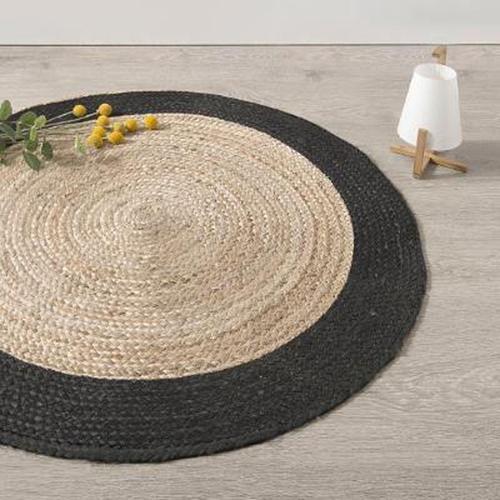 Tapis Rond En Jute "Vegy Mood" 120cm Noir on Productcaster.