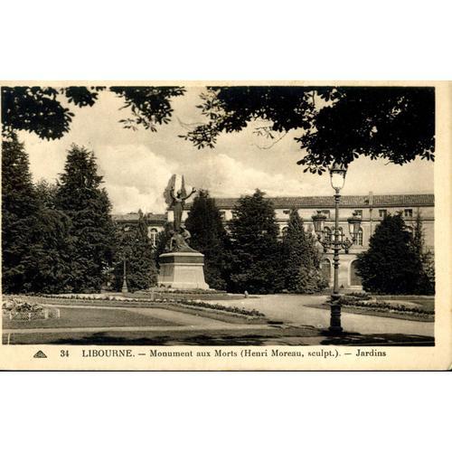 Carte Postale De Libourne (Gironde) Monument Aux Morts, Jardins on Productcaster.