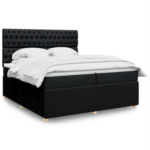 Vidaxl Sommier À Lattes De Lit Avec Matelas Noir 200x200 Cm Tissu on Productcaster.