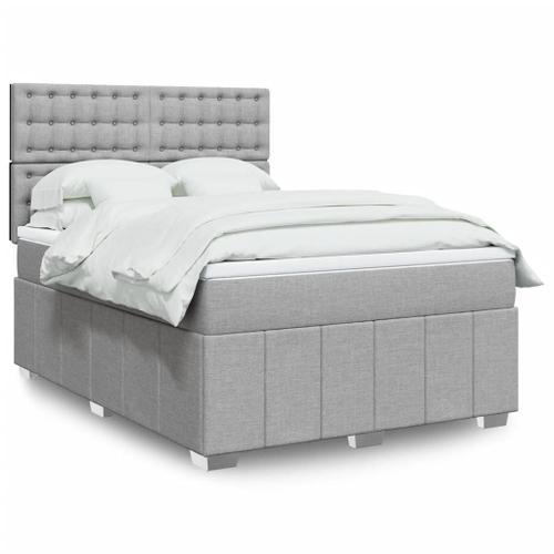 Vidaxl Sommier À Lattes De Lit Avec Matelas Gris Clair 140x190cm Ti... on Productcaster.