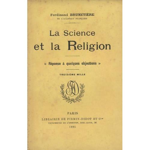 La Science Et La Religion "Réponse À Quelques Objections on Productcaster.