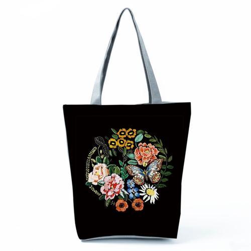 Floral Printed Handbag Women Shoulder Bag Canvas Summer Beach Bag D... on Productcaster.