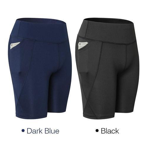 Short De Yoga Avec Poche Pour Femme, Bleu Foncé Xl on Productcaster.