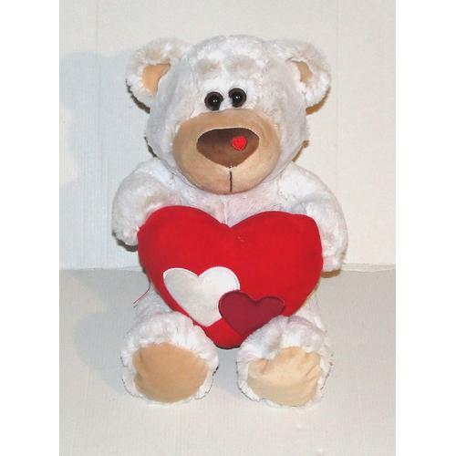 Ours Coeur Brodé De 2 Coeurs Doudou Peluche Famosa 36cm on Productcaster.