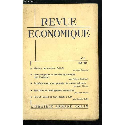 Revue Économique N° 2 - Essai D Analyse De L Influence Des Groupes ... on Productcaster.