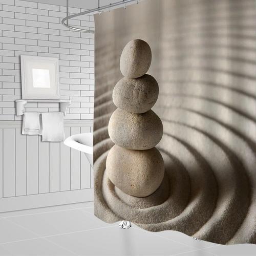 Rideau de douche imprimé galets,tissu lavable avec crochet,décorati... on Productcaster.