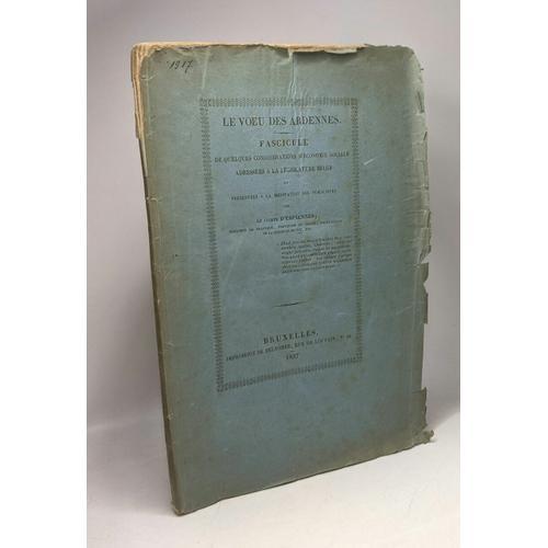 Le Voeu Des Ardennes - Fascicule De Quelques Considérations D'écono... on Productcaster.