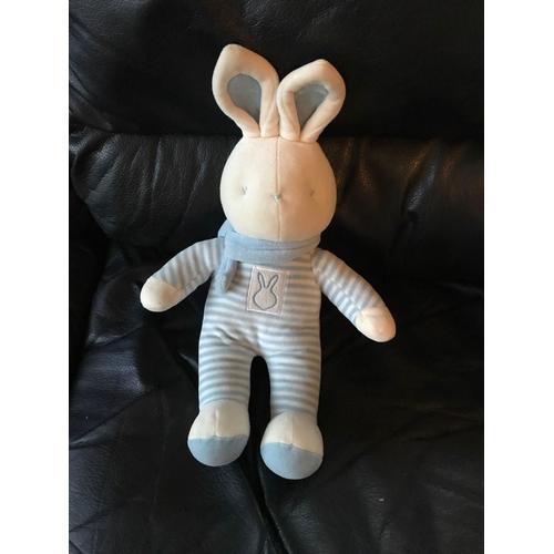 Doudou Lapin Bleu Et Blanc Rayé Klorane 27-37cm on Productcaster.