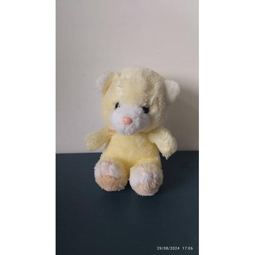 Vintage Peluche Ours Assis Jaune Et Blanc Ajena on Productcaster.