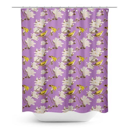 S4sassy Violet Floral & Feuilles Oiseau Oiseau Rideau De Douche Bai... on Productcaster.