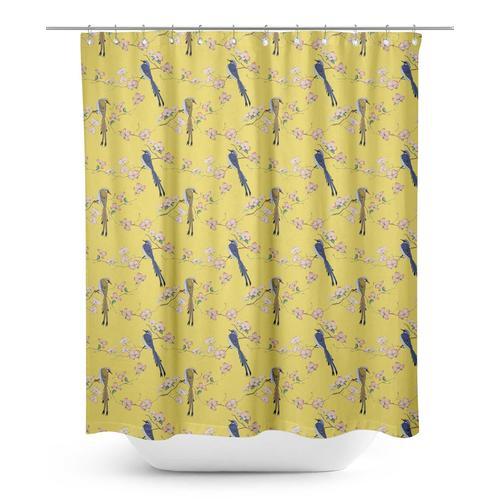 S4sassy Jaune Whydah Fleur Et Paradis Oiseau Rideaux De Douche Impr... on Productcaster.