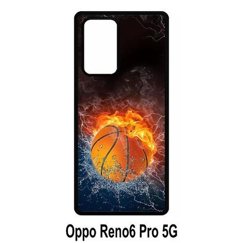 Coque Pour Oppo Reno6 Pro 5g - Ballon De Basket Eau Et Feu - Silico... on Productcaster.