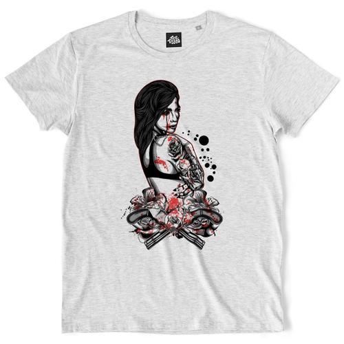 Teetown - T Shirt Homme - Gun Pin Up - Tattooed Tatoo Vampire Pinup... on Productcaster.