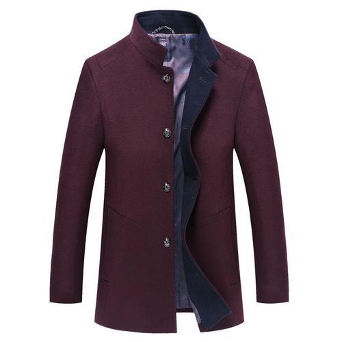 Manteau Hommes Uni - De Épaississant - En Laine Mélangée - Xd393 on Productcaster.