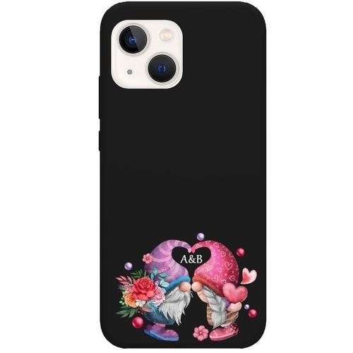 Coque Noir Iphone 14 Plus Gnome Avec Vos Initiales Saint Valentin on Productcaster.