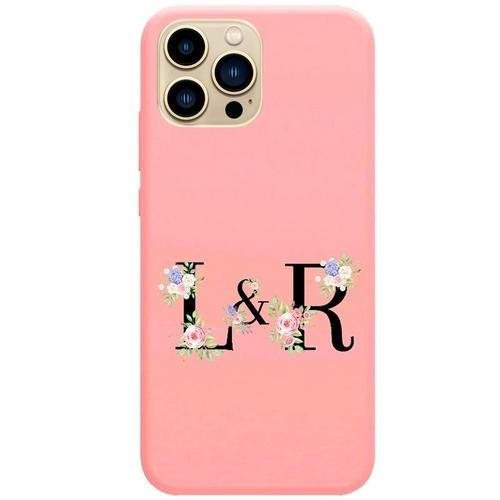 Coque Rose Iphone 14 Pro Max Avec Vos Initiales Personnalisees Et F... on Productcaster.