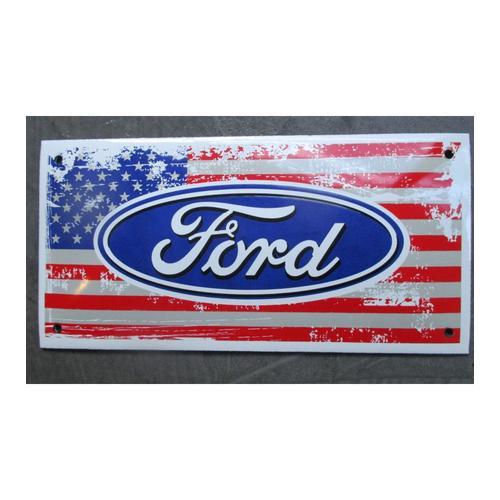 Mini Plaque Emaillée Logo Ford Sur Drapeau Des Usa 20x10 Cm Deco Ga... on Productcaster.