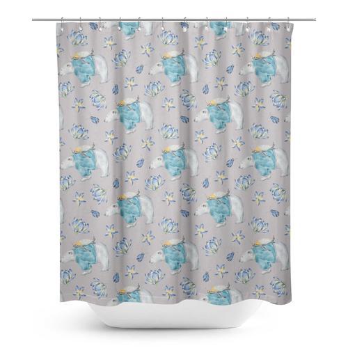 S4sassy Gris Ours Pingouin Floral Rideau De Douche Imprimé Imperméa... on Productcaster.