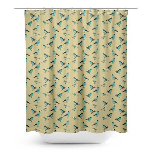 S4sassy Beige Artistique Oiseau Rideau De Douche Imperméable Avec C... on Productcaster.