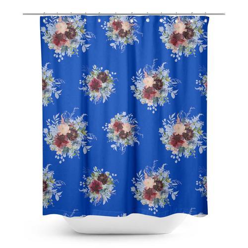 S4sassy Bleu Feuilles Et Pivoines Floral Rideau De Douche Imprimé I... on Productcaster.