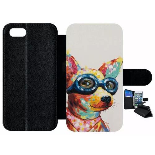 Etui À Rabat Iphone 7 - Peinture Chihuahua À Lunette - Simili-Cuir ... on Productcaster.