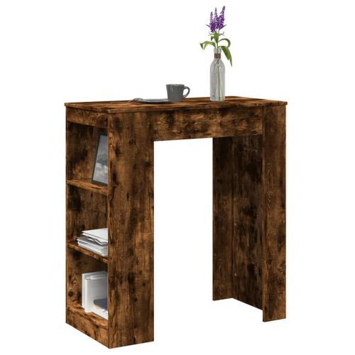 Vidaxl Table De Bar Avec Étagères Chêne Fumé Bois D'ingénierie on Productcaster.