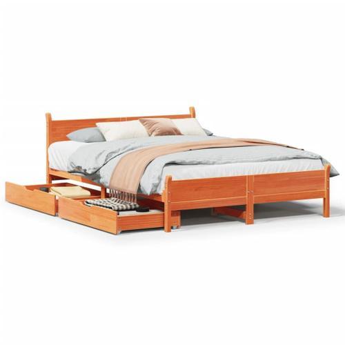 Vidaxl Cadre De Lit Sans Matelas Cire Marron 150x200cm Bois Pin Mas... on Productcaster.