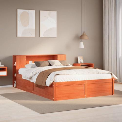 Vidaxl Cadre De Lit Sans Matelas Cire Marron 140x190cm Bois Pin Mas... on Productcaster.