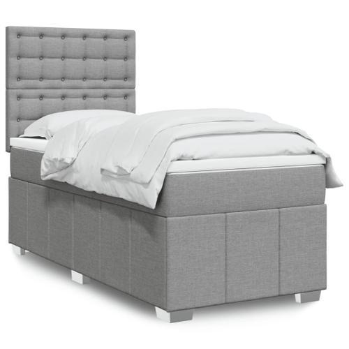 Vidaxl Sommier À Lattes De Lit Avec Matelas Gris Clair 100x200cm Ti... on Productcaster.