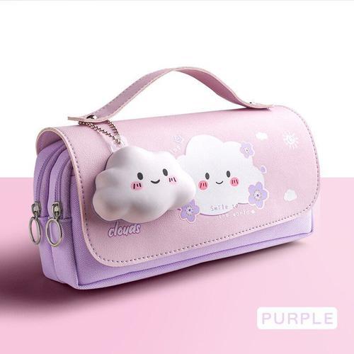 Nuage Violet - Sacs À Stylos En Cuir Pu Pour Filles, Joli Étui À Cr... on Productcaster.