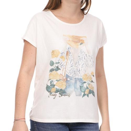 T-Shirt Blanc Femme Teddy Smith Rose on Productcaster.