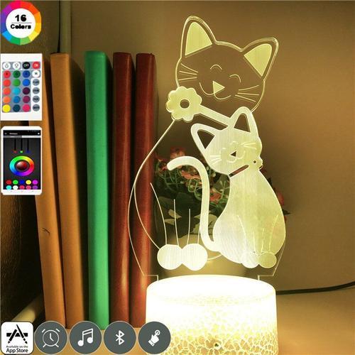 Lampe Led En Néon 3d, Illusion De Chat, Maman Et Bébé, Lampe De Bur... on Productcaster.