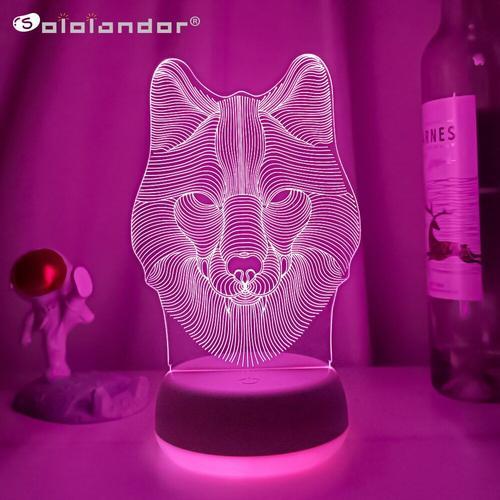 Lampe De Nuit À Led 3d Avec Motif De Loup, Illusion De Loup Pour Ch... on Productcaster.