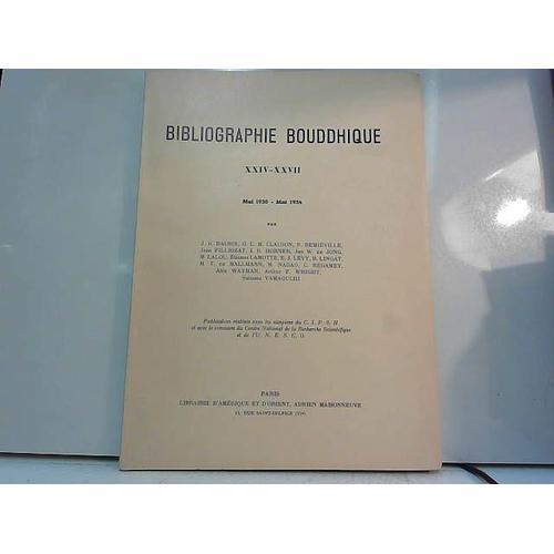 Bibliographie Bouddhique Xxiv - Xxvii Mai 1950 - Mai 1954 on Productcaster.