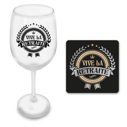 Coffret Verre À Vin Et Dessous De Verre ? Vive La Retraite on Productcaster.