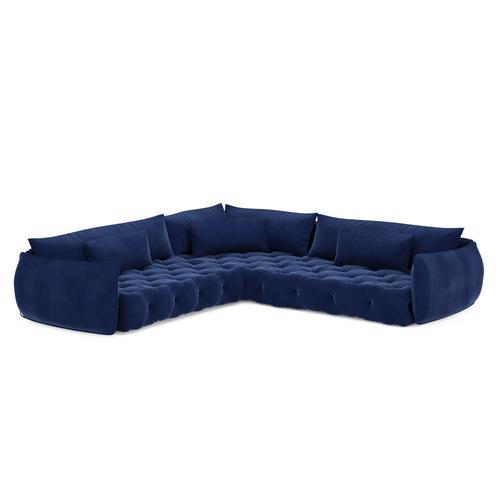 Sofa Medina Corner En Velours Bleu Foncé - Orientation Centre on Productcaster.