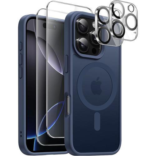 Coque Pour Iphone 16 Pro Max, Coque Bleue Avec Cercle Magnétique + ... on Productcaster.