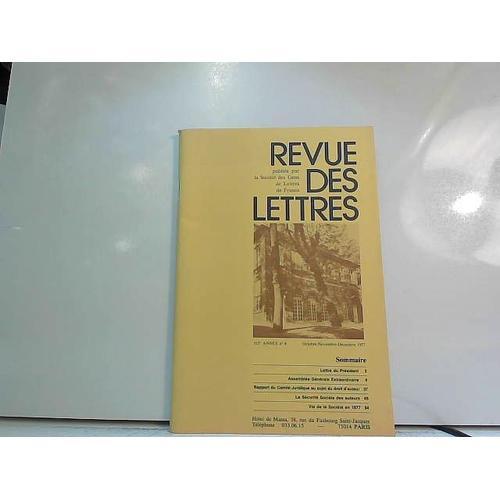 Revue Des Lettres Octobre Novembre Décembre 1977, N°4 on Productcaster.