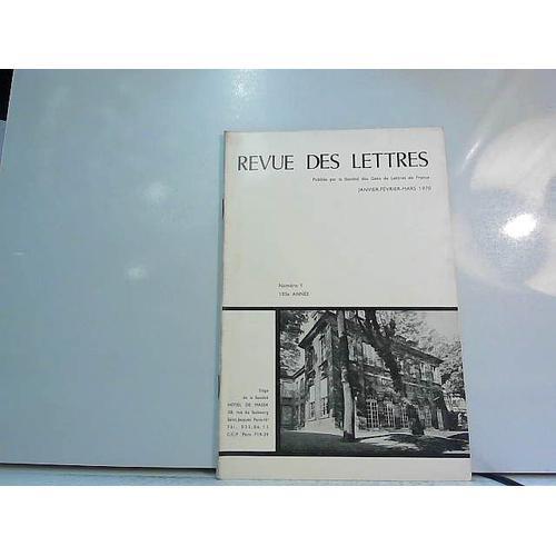 Revue Des Lettres Janv-Fév-Mars 1970 N°1 on Productcaster.