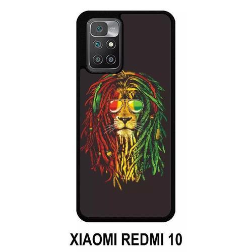 Coque Xiaomi Redmi 10 - Lion Rasta A Lunette - Silicone - Noir on Productcaster.