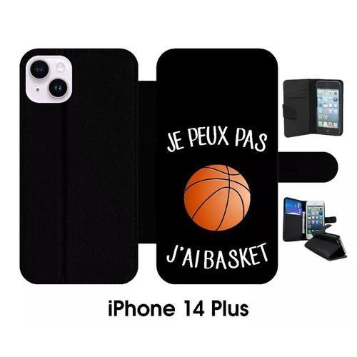 Etui À Rabat Iphone 14+ - Je Peux Pas J Ai Basket Fond Noir - Simil... on Productcaster.