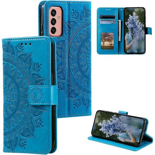 Coque Pour Samsung Galaxy M13 4g Bleu,Housse En Cuir Premium Flip C... on Productcaster.