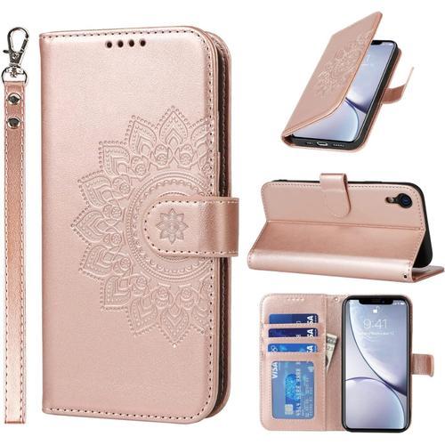 Coque Iphone Xr Avec Cordon,Flip Fleur Portefeuille Étui En Cuir,3 ... on Productcaster.