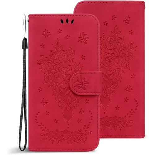 Coque Pour Honor 90 Lite, Flip Case À Motif De Texture Rose Et Papi... on Productcaster.