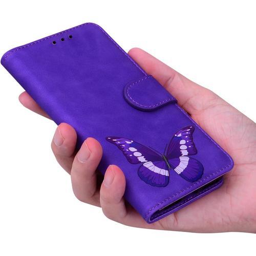 Pour Motorola Moto G14 Coque Cuir Pu, Butterfly Peint, Style Simple... on Productcaster.