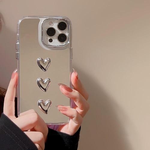 Coque Pour Iphone 15 Pro Max, Belle Argent 3d Amour Transparent Maq... on Productcaster.