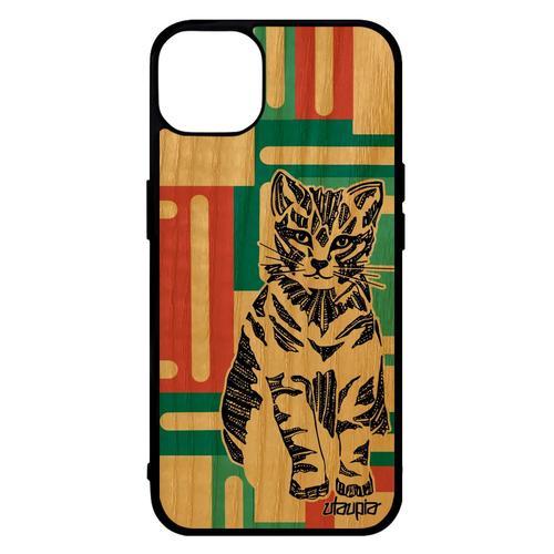 Coque Chat Pour Iphone 14 En Bois Silicone Mignon Personnalisé Homm... on Productcaster.