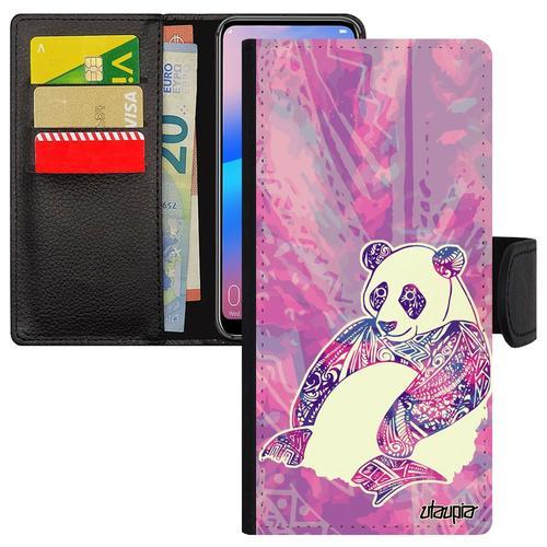 Coque Pour Iphone 14+ Plus Rabat Portefeuille Panda Etui Violet Fil... on Productcaster.