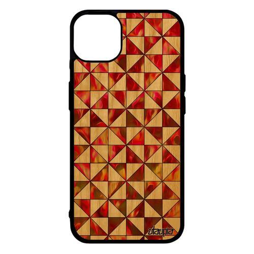 Coque Pour Iphone 14+ Plus En Bois Silicone Design Carreau Coloré G... on Productcaster.