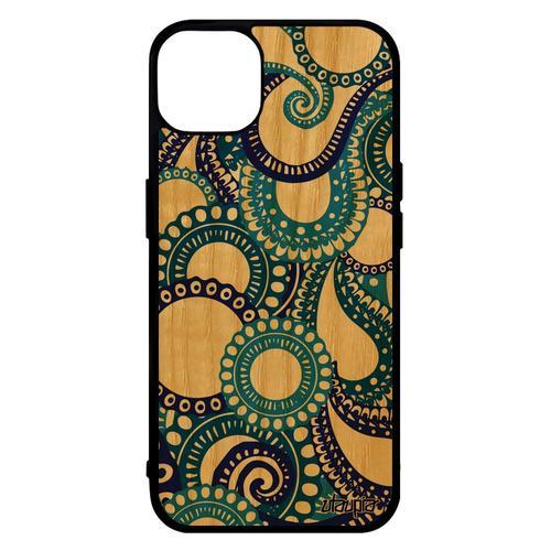 Coque En Bois Silicone Iphone 14 Motif Cachemire Mobile Design De P... on Productcaster.